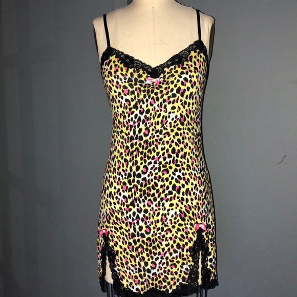 Betsey Johnson Other - Betsey Johnson Leopard Slip W/Lace & Front Slits!